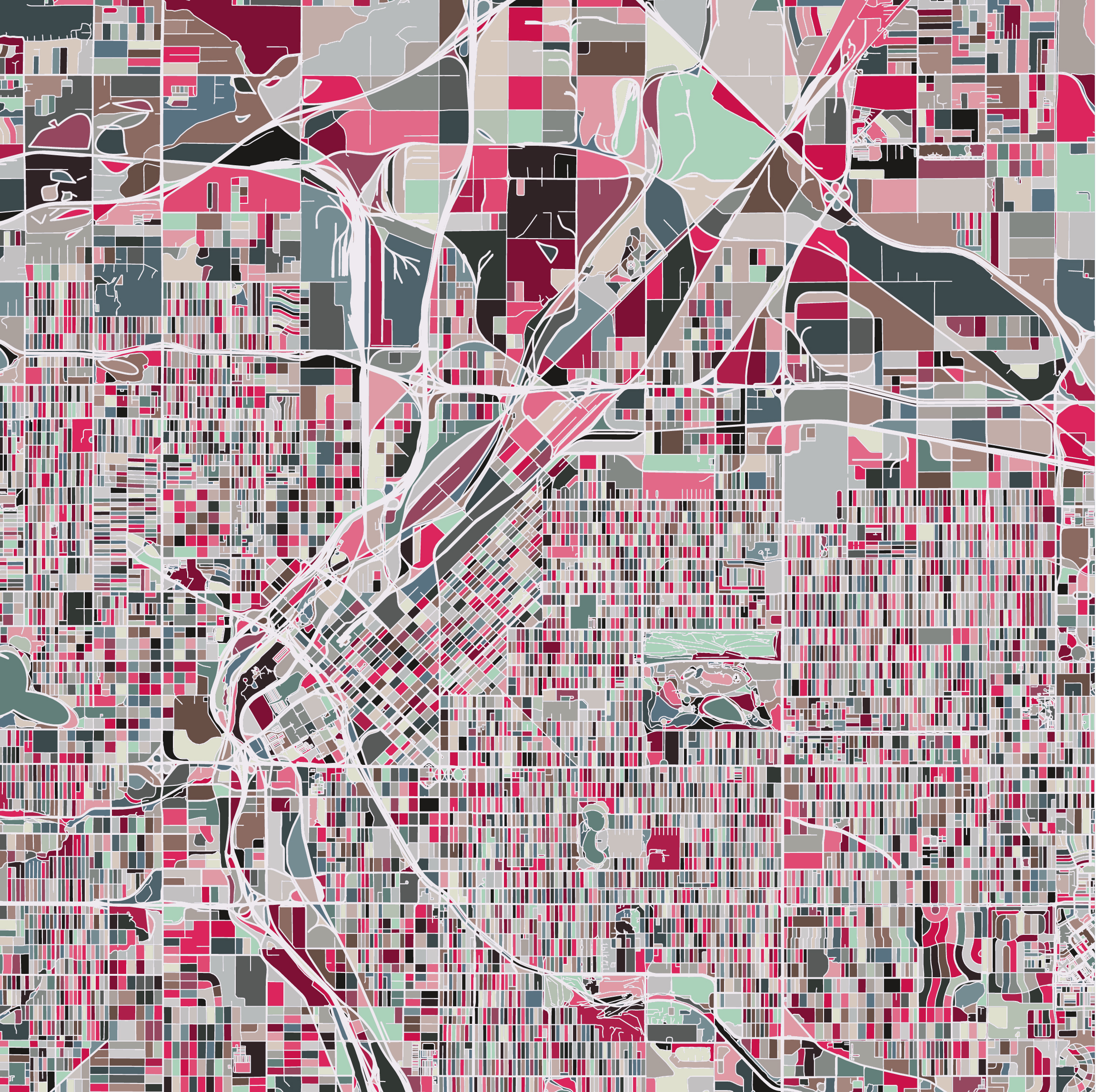 Abstract colorful grid map.