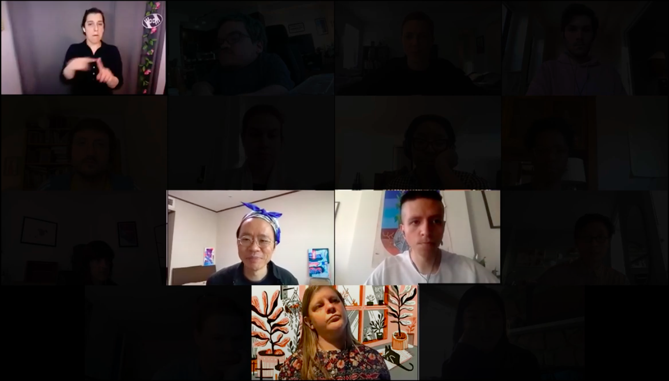 zoom call, three speakers highlighted