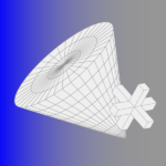 cone shape against blue-grey gradient background